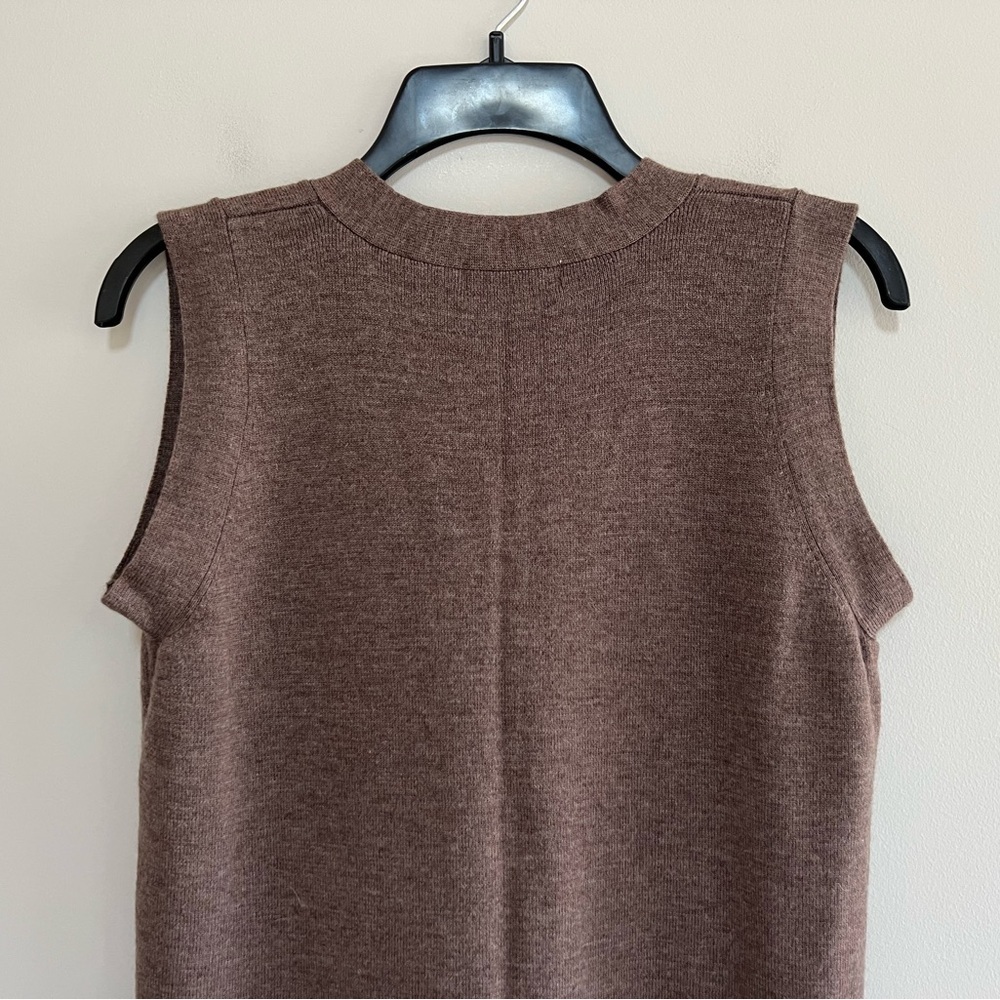 TWEEDS Merino Wool Button Down Sleeveless Maxi Dress Duster in Brown, size M - Picture 5 of 8